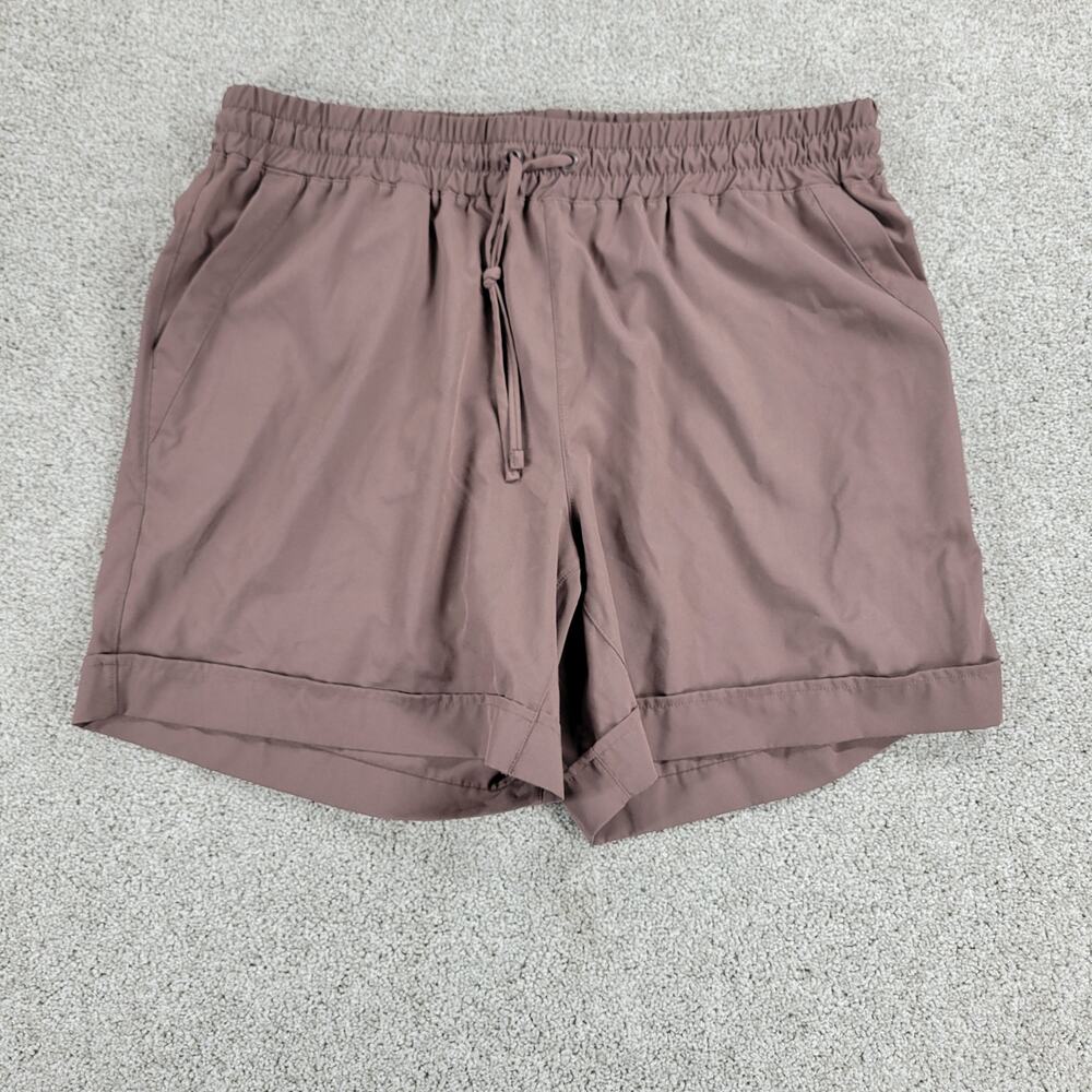 Mondetta Womens Shorts Large Tan Brown Elastic Drawstring Waist Cuffed Athletic